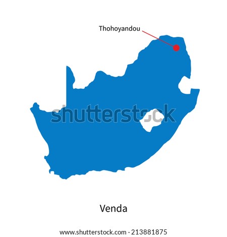 Detailed vector map of Venda and capital city Thohoyandou