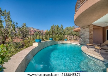 a luxury high end pool in the desert Royalty-Free Stock Photo #2138845871