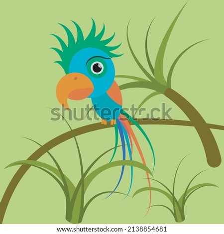 Parrot sitting on a palm branch