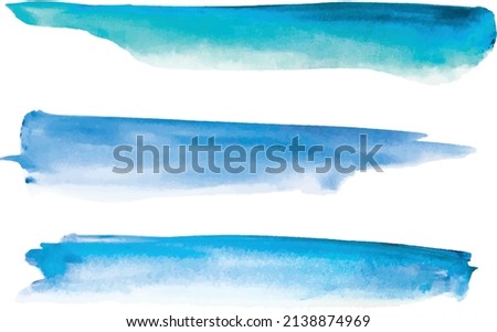 Watercolor brush strokes in blue colors. Abstract painting in aquamarine tones. Blue and light blue paint stain acrylic technique. Light blue sky vector background.
