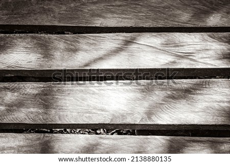 Old black and white picture of a texture and pattern of wooden walking trails and bridge at the tropical natural jungle forest plants palm trees in Sian Ka'an National Park in Muyil Chunyaxche Mexico.