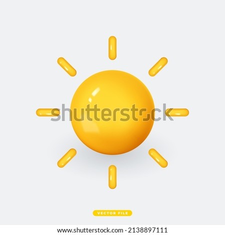 Sun 3D Realistic Weather Icon Isolated Vector Illustration. Realistic 3D icon design for mobile app and website