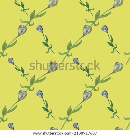Purple floral geometric pattern on yellow background
