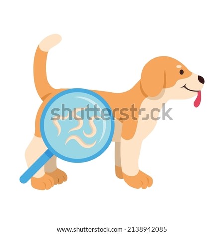 Dog with parasites cartoon flat illustration