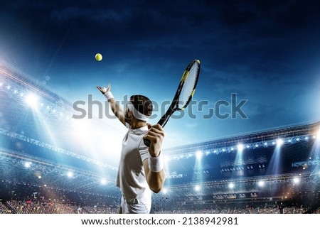 Professional tennis player . Mixed media Royalty-Free Stock Photo #2138942981