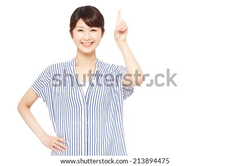 woman pointing up