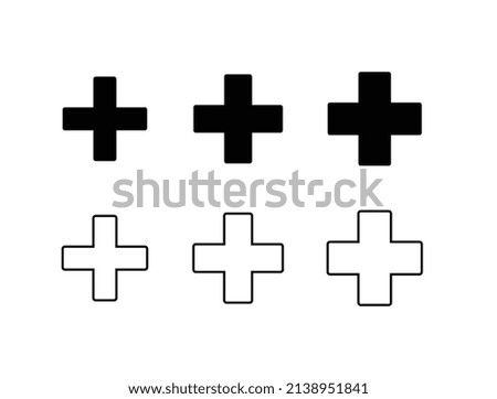 Plus or positive icon set, collection of medical cross symbol