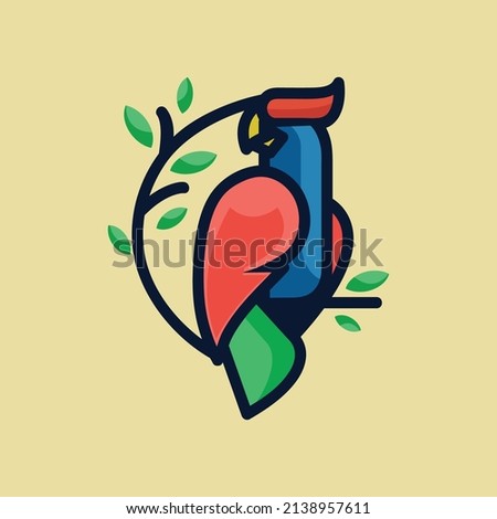 flat design parrot logo illustration