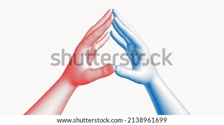 Two human hands. Business concept. 3D vector illustration. Design for banner, flyer, poster, cover or brochure. Royalty-Free Stock Photo #2138961699