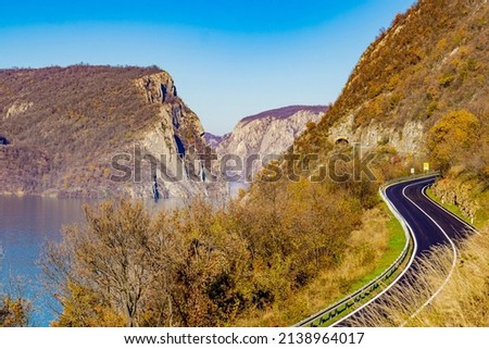 View at Danube roadway at Djerdap in Serbia Royalty-Free Stock Photo #2138964017
