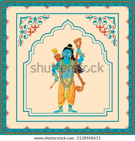 illustration of Greeting card for Ram Navami , a Hindu festival celebrated of Lord Ram background, greeting card , poster