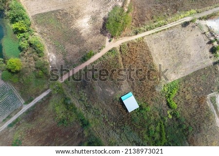 Aerial view of summer field grassland