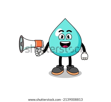water cartoon illustration holding megaphone , character design