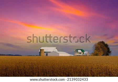 Countryside scenery at autumn season, Wisconsin, Midwest USA, Royalty-Free Stock Photo #2139032433