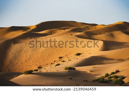 Rub al Khali Desert or Empty Quarter. Includes 4 Countries Saudi Arabia, Uniterd Arab Emirates, Oman, Yemen. The One Largest Sand Desert in the world. Royalty-Free Stock Photo #2139046459