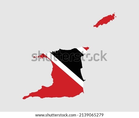 Trinidad and Tobago Flag Map. Map of the Republic of Trinidad and Tobago with country banner. Vector Illustration.