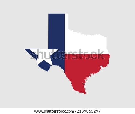 Texas Map Flag. Map of TX, USA with the state flag. United States, America, American, United States of America, US State Banner. Vector illustration.