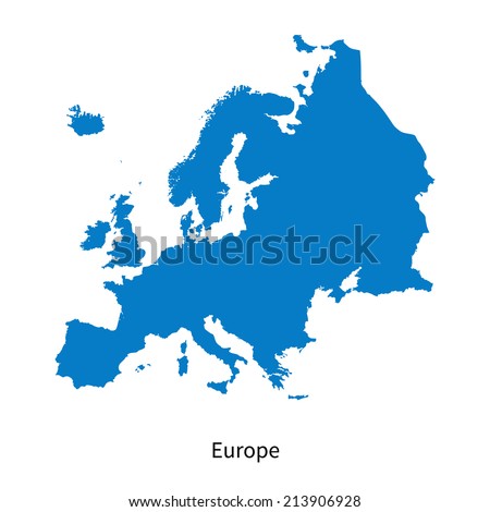 Detailed vector map of Europe Royalty-Free Stock Photo #213906928