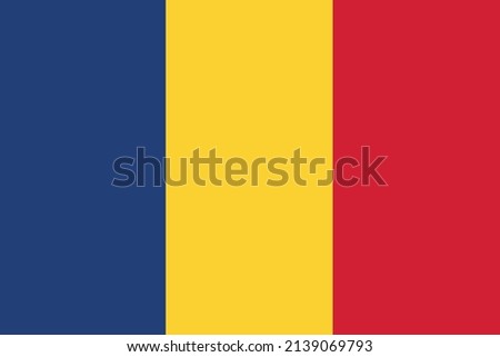 Vector Flag of Romania, Europe, Isolated on White Background.