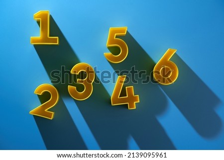 number 1 to 6  against  blue background      