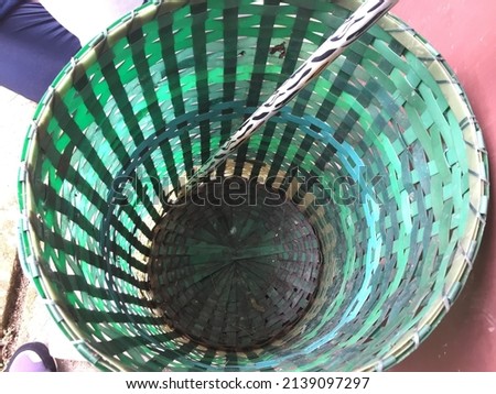Trash basket made of woven bamboo