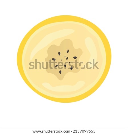 Fresh banana slice on white background. Flat food vector illustration. Cartoon hand drawn tropical fruit. Isolated icon. Symbol for natural female face masks