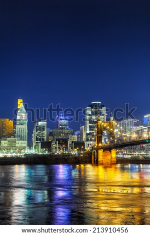 Cincinnati downtown overview in the night