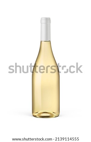 A bottle of white wine isolated on a neutral background for mockup presentation projects. Royalty-Free Stock Photo #2139114555