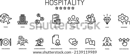 Hospitality management icons , vector Royalty-Free Stock Photo #2139119989