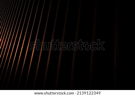 Yelow light on black striped background. Geometric 