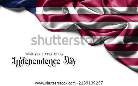 Liberia flag Celebrating Independence Day. Abstract waving flag on gray background