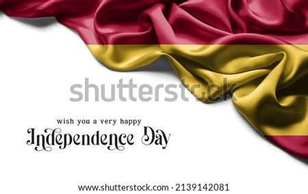 spain flag Celebrating Independence Day. Abstract waving flag on gray background
