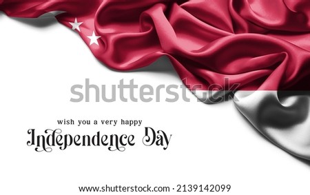 Singapore flag Celebrating Independence Day. Abstract waving flag on gray background