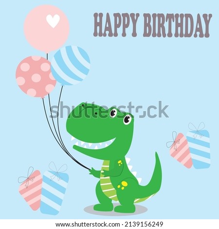 illustration vector graphic of dino party with balon fit for happy birthday