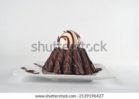                           molten cake in the white dish  Royalty-Free Stock Photo #2139196427