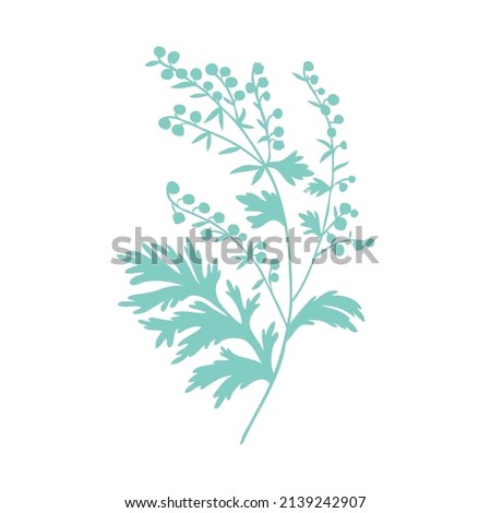 Artemisia absinthium, wormwood hand drawn vector silhouette isolated on white, Also called absinthium absinthe wormwood, Common Wormwood herb, Absinthe plant, Doodle Healing for design alcohol Royalty-Free Stock Photo #2139242907