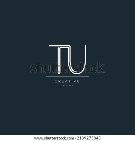 Minimal vector graphic alphabet symbol. Letter TU logo.