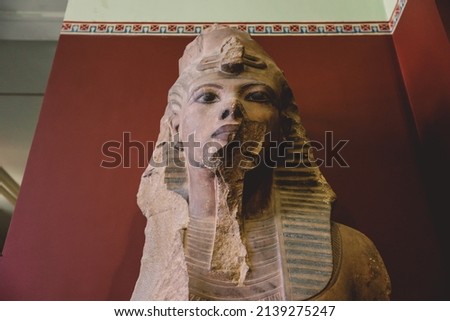 Damaged Ancient Egyptian statues in the Cairo Egyptian Museum, the oldest archaeological museum in the Middle East, Egypt Royalty-Free Stock Photo #2139275247