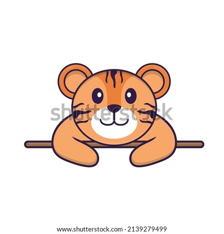 Cute tiger lying down. Animal cartoon concept isolated. Can used for t-shirt, greeting card, invitation card or mascot.
