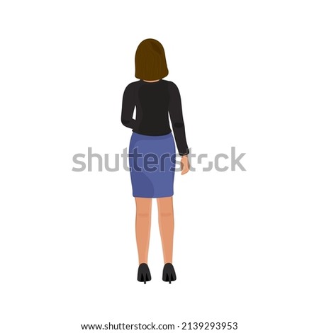 Back View Of Businesswoman Standing Against White Background.