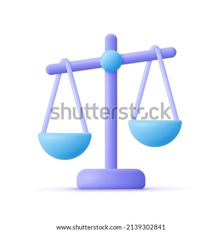 Scales of justice. Balance and justice, law concept. 3d vector icon. Cartoon minimal style.