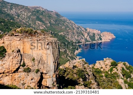 Scandola Natural Reserve, Corsica Island. Seascape, south France Royalty-Free Stock Photo #2139310481