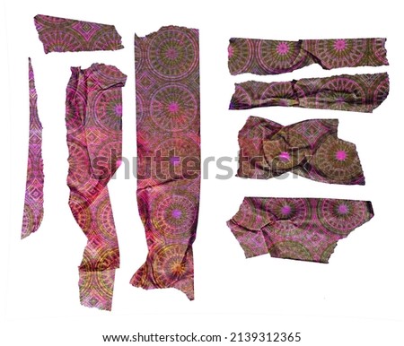 thin paper sticker isolated on white background with psychedelic flower texture. high res sticker content or cut outs.