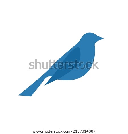 illustration of a bird in blue color on a white background. Mock-up for a logo, the press on textiles, clothes. for dishes, banner.
