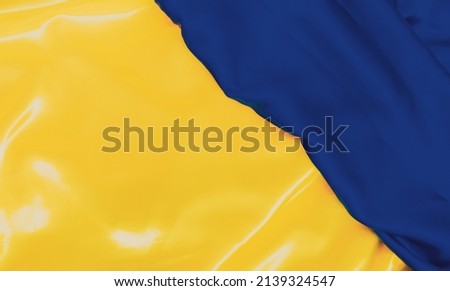 Yellow Blue cloth silk texture, concept of details. Ukrainian flag	
