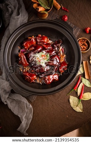 Spareribs with brown sauce, chinese traditional food Royalty-Free Stock Photo #2139354535