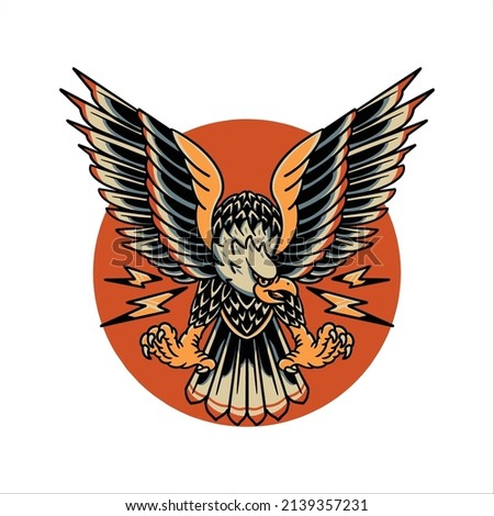 eagle tattoo illustration vector design Royalty-Free Stock Photo #2139357231