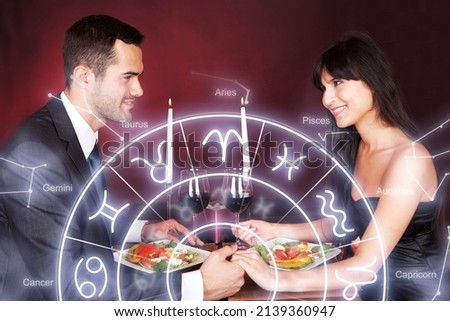Astral Horoscope And Zodiac Astrology Chart. Romantic Couple Royalty-Free Stock Photo #2139360947