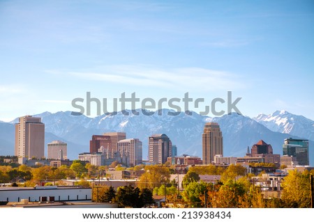 Salt Lake City downtown overview in the morning Royalty-Free Stock Photo #213938434