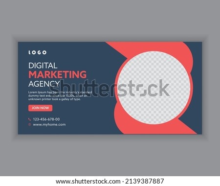 digital marketing horizontal banner design template in red 